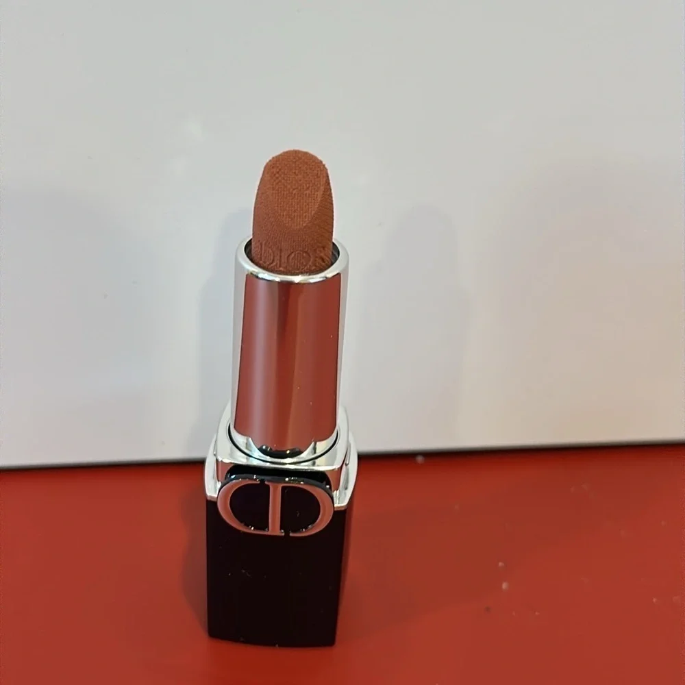 Dior Black Lipstick with Silver Accent small beige new